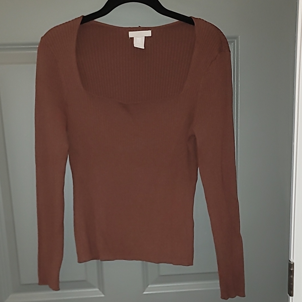 H&M Brown Ribbed Knit Sweater